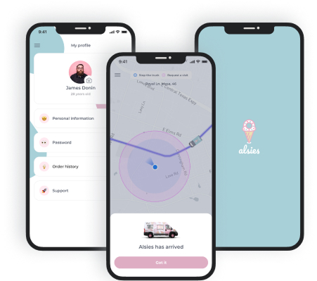 The Alsies app showing live truck tracking